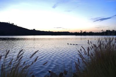 Scenic view of lake against sky