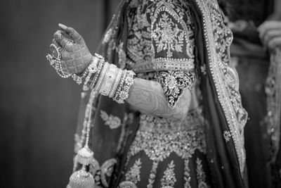 Rear view of woman in traditional clothing