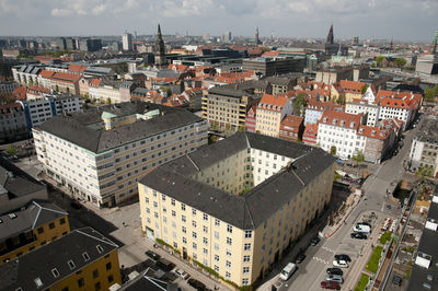 High angle view of cityscape against sky