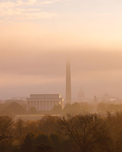 View of city at sunset