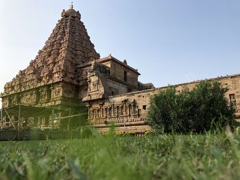 Low angle view of historical building against clear sky