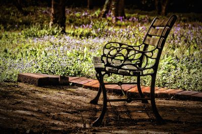 Empty bench in park