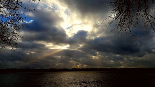 Scenic view of sea against dramatic sky