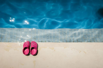 High angle view of swimming pool at beach