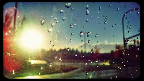 Close-up of water drops on glass