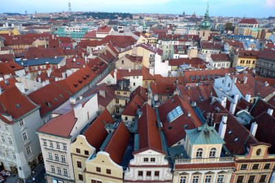 High angle view of townscape against sky