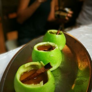 Close-up of fruits in plate