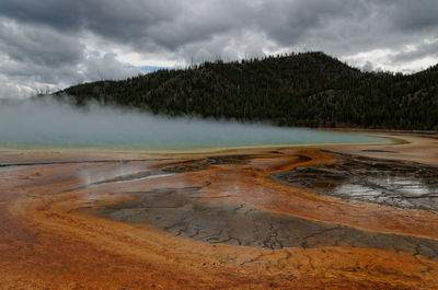 Steam emitting from hot spring at national park