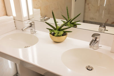 High angle view of bathroom at home