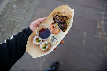 Man holding food