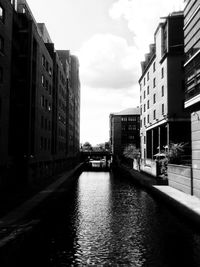 Canal amidst buildings against sky in city