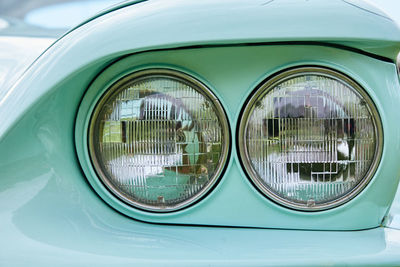 Closeup headlight of retro car