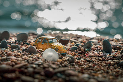 Close-up of stones on beach