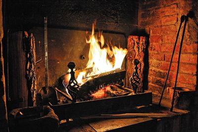 Bonfire on wooden floor