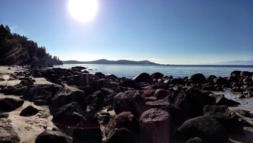 Scenic view of sea against clear sky