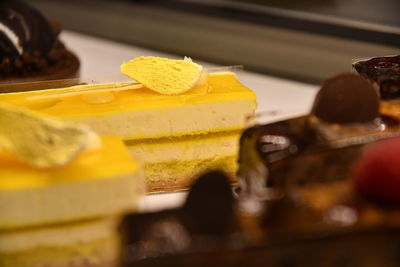 Close-up of dessert on table