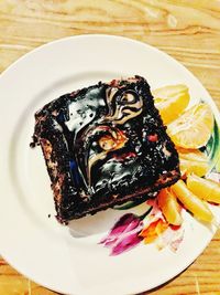 Close-up of dessert in plate on table