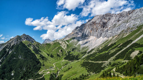 Scenic view of mountains against sky