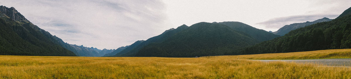 Scenic view of mountains against sky