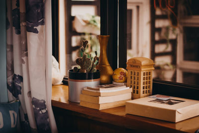 Close-up of objects on table