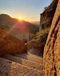 Buildings against sky during sunset. sartène, corse. 