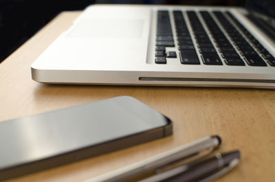 Close-up of laptop on table