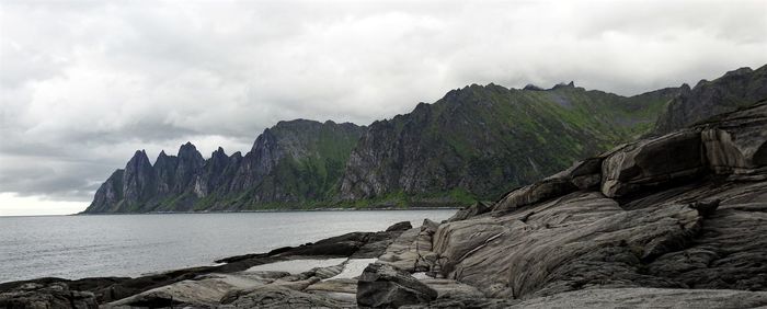 Scenic view of sea and rock formation