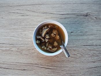 High angle view of coffee on table