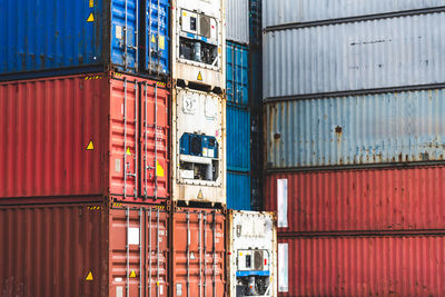 Full frame shot of containers at harbor