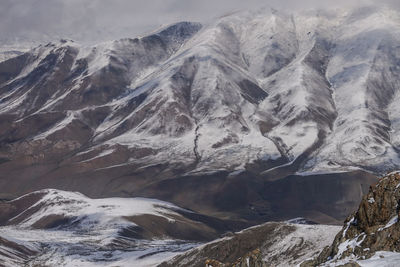 Aerial view of snowcapped mountains