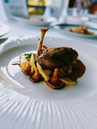 Close-up of food in plate on table