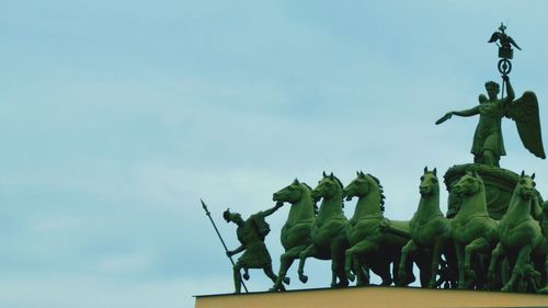 Low angle view of statue against clear sky