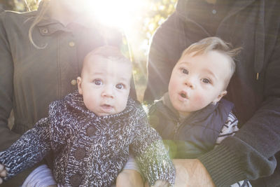 Portrait of cute baby outdoors