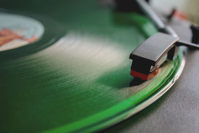 Close-up of turntable