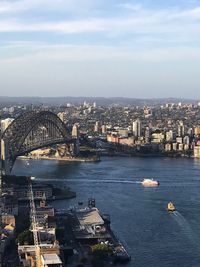 High angle view of city at waterfront