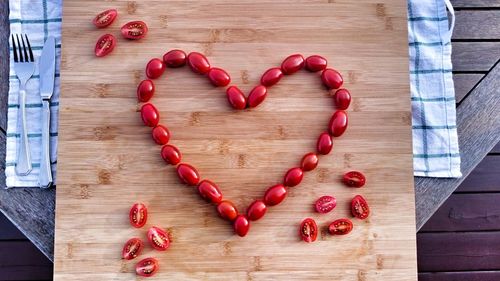 Directly above shot of heart shape on table