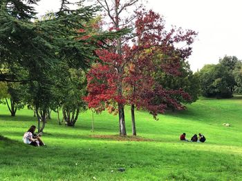 People in park during autumn