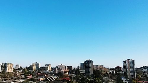 Modern cityscape against clear sky