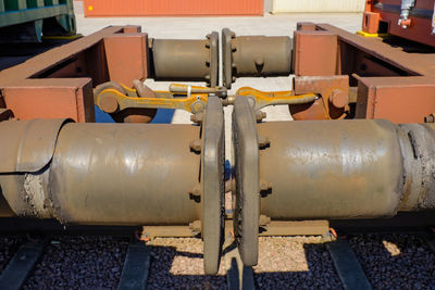 Close-up of train at railroad station