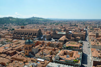 High angle view of townscape against sky