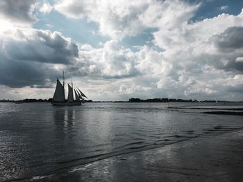 Scenic view of sea against cloudy sky