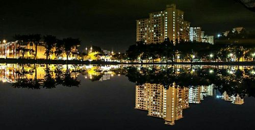 City lit up at night