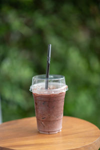 Close-up of drink in glass on table