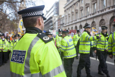 Policemen on city street