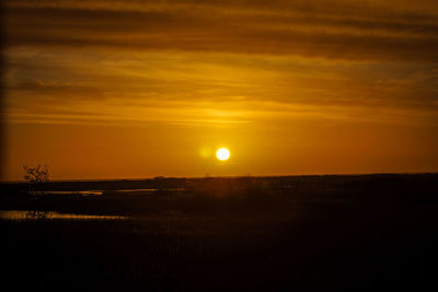 Scenic view of landscape against sky during sunset