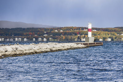 Scenic view of sea against clear sky