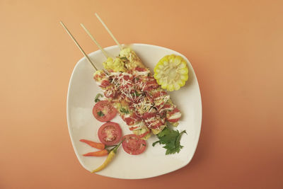 Directly above shot of meal served in bowl
