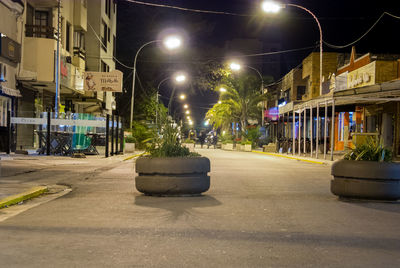 View of city street at night