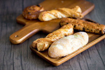 High angle view of bread on table