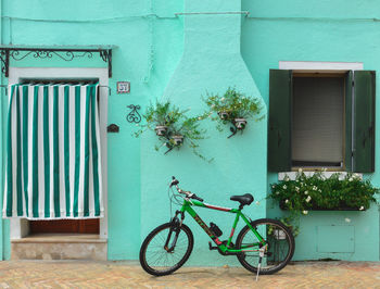 Bicycle against wall